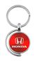 Red Honda Logo Brushed Metal Round Spinner Chrome Key Chain Spin Ring