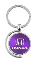 Purple Honda Logo Brushed Metal Round Spinner Chrome Key Chain Spin Ring