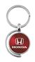 Red Burgundy Honda Logo Brushed Metal Round Spinner Chrome Key Chain Spin Ring
