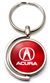 Red Acura Logo Brushed Metal Round Spinner Chrome Key Chain Spin Ring