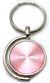 Pink Volvo Logo Brushed Metal Round Spinner Chrome Key Chain Spin Ring