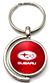 Red Subaru Logo Brushed Metal Round Spinner Chrome Key Chain Spin Ring