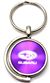 Purple Subaru Logo Brushed Metal Round Spinner Chrome Key Chain Spin Ring