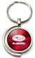 Red Burgundy Subaru Logo Brushed Metal Round Spinner Chrome Key Chain Spin Ring