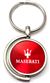 Red Maserati Logo Brushed Metal Round Spinner Chrome Key Chain Spin Ring