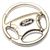 Premium Ford Logo Steering Wheel Shape Metal Silver Key Chain Ring Fob