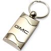 Premium Silver GMC Logo Brushed Metal Wave Spun Chrome Key Chain Ring Fob