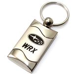 Premium Silver Subaru WRX Logo Brushed Metal Wave Spun Chrome Key Chain Ring Fob