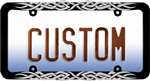 Black & Chrome Metal Tribal Design License Plate Frame for Auto-Car-Truck