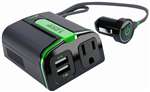 120 Watt Power Inverter 12V Cigarette Lighter-110V AC Adapter+ 2.1A USB Ports