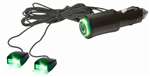 12V Cigarette Lighter Plug Green LED Accent Light Beams for Auto-Car Interior