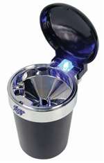 Blue Led Light Flip-Top Cigarette Ash Tray Fits into Auto-Car-Truck Cup Holder