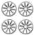 14" Car Silver/Charcoal Wheel/Rim Hub Caps Covers w/ Chrome Bolt Nuts - Set of 4