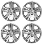 14" Premium Car Silver Wheel/Rim Hub Caps Covers w/Chrome Bolt Nuts - Set of 4