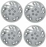 14" Premium Car Silver Wheel/Rim Hub Caps Covers w/Chrome Bolt Nuts - Set of 4