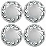 15" Premium Car Vector Silver Wheel/Rim Hub Caps Covers - Set of 4