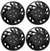 14" Premium Car Black Wheel/Rim Hub Caps Covers w/Chrome Bolt Nuts - Set of 4
