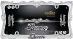 Queen Chrome License Plate Tag Frame for Auto-Car-Truck + Bling Screw Bolt Caps