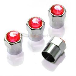 4 Red Diamond Crystals Tire/Wheel Air Stem Valve Caps for Car-Truck-Hot Rod