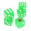 Set of 5 Clear Green Dice Tire/Wheel Air Stem Valve Caps for Car-Truck-Hot Rod
