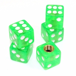 Set of 5 Clear Green Dice Tire/Wheel Air Stem Valve Caps for Car-Truck-Hot Rod