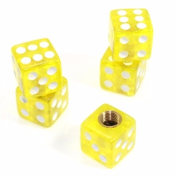 Set of 5 Clear Yellow Dice Tire/Wheel Air Stem Valve Caps for Car-Truck-Hot Rod