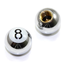 2 Silver Pool 8 Ball Tire/Wheel Air Stem Valve Caps for Bike-Motorcycle