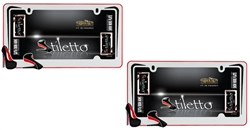 2 Stiletto Shoe White Black Red License Plate Tag Frames for Girls Car-Truck