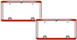 2 Vintage Antique Old Design Chrome Red License Plate Tag Frames for Car-Truck