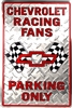 Chevrolet Racing Fans Parking Only Black/Red 8" x 12" Metal Novelty Sign