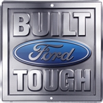Ford Built Tough Gray 11.5" x 12" Metal Garage Man Cave Sign