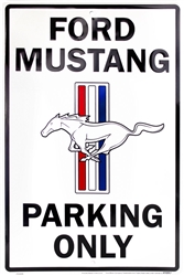 Ford Mustang Parking Only White/Black Large 12" x 18" Metal Novelty Sign