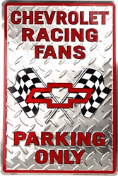 Chevrolet Racing Fans Parking Only Red 12" x 18" Metal Garage Novelty Sign