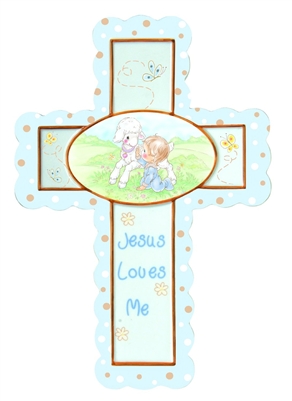 Wall Cross - Jesus Loves Me Boy (Blue)