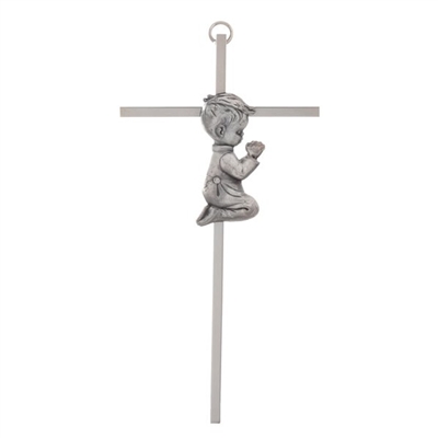 7" Nickel Cross - Praying Boy