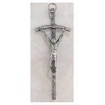 5 Â½" Oxidized Silver Crucifix - Papal Crucifix