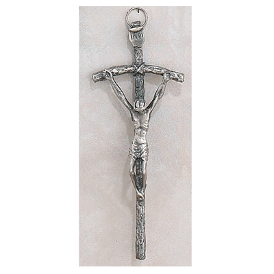 5 Â½" Oxidized Silver Crucifix - Papal Crucifix