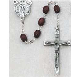 Rosary - Brown Wood Oval Beads