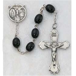 Rosary - Black Wood Oval Beads