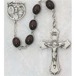 Rosary - Brown Wood Oval Beads