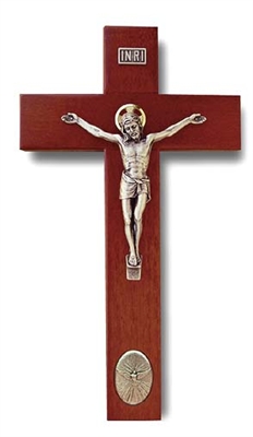 Crucifix - 9" Rosewood with Holy Spirit Medal