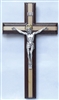 Crucifix - 11" Walnut & Maple Cross with Silverplated Salerni Corpus