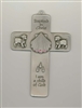 Baptism Cross - Pewter, Pink Rhinestones (Girl)