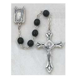 Rosary - 6mm Silver Black