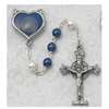 Rosary - Blue Beads with Pearl Our Fathers and Lourdes Water