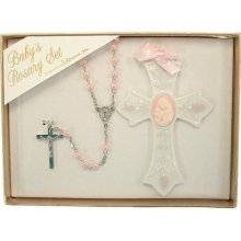 Baptism Gift Set - Girl Cross with Rosary