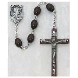 Rosary - Brown Wood Oval Beads