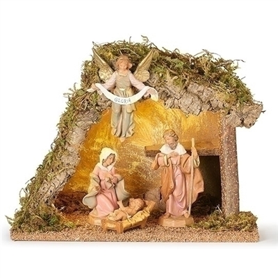 Fontanini - Nativity, LED, 4 piece Set w/ Italian Stable, 5"