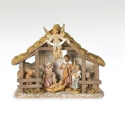Fontanini - Nativity, 7 piece Set w/ Resin Stable, 5"