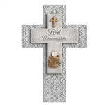 First Communion Wall Cross - Resin/Stone 8.75"